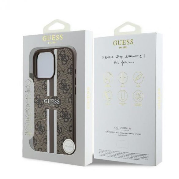 Guess GUHMP16LP4RPSW 4G imprimate dungi MagSafe cazuri greu pentru iPhone 16 Pro - maro