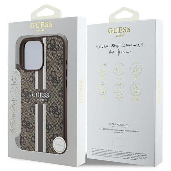 Guess GUHMP16XP4RPSW 4G imprimate dungi MagSafe cazuri greu pentru iPhone 16 Pro Max - maro