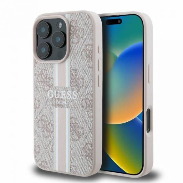 Guess GUHMP16LP4RPSP iPhone 16 Pro rożowy/roz MagSafe 4G Printed Stripes