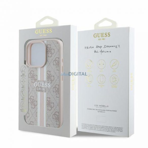 Guess GUHMP16LP4RPSP iPhone 16 Pro rożowy/roz MagSafe 4G Printed Stripes