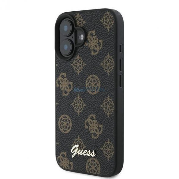 Guess GUHMP16MPMPGPYSK Peony Script Carcasă tare MagSafe pentru iPhone 16 Plus - negru