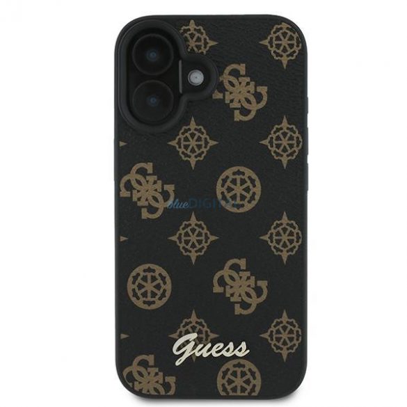 Guess GUHMP16MPMPGPYSK Peony Script Carcasă tare MagSafe pentru iPhone 16 Plus - negru