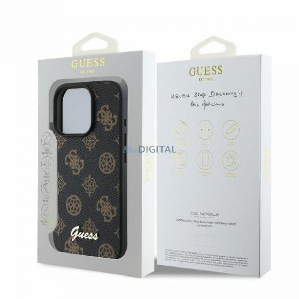 Guess GUHMP16LPGPYSK iPhone 16 Pro czarny/negru HC MagSafe PU Bujor Script