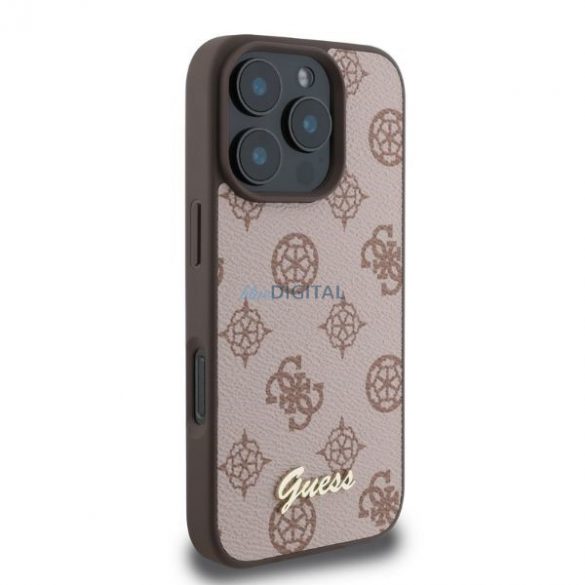 Guess GUHMP16LPGPYSW iPhone 16 Pro brązowy/maro HC MagSafe PU Bujor Script