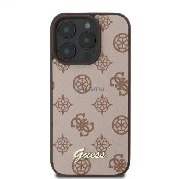 Guess GUHMP16XPGPYSW Peony Script Carcase rigide MagSafe pentru iPhone 16 Pro Max - maro