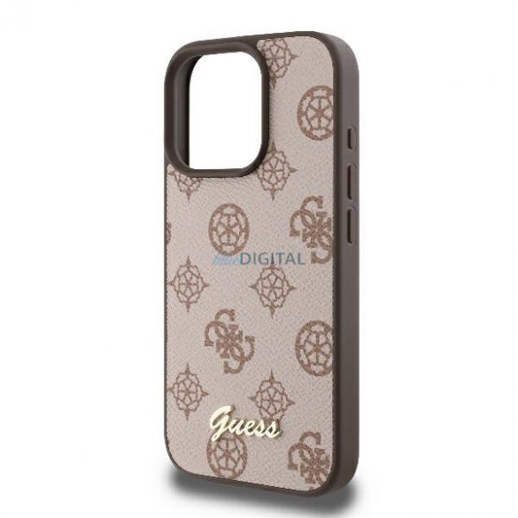 Guess GUHMP16XPGPYSW Peony Script Carcase rigide MagSafe pentru iPhone 16 Pro Max - maro