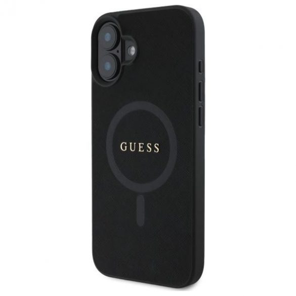 Guess GUHMP16SPSAHMCK Saffiano Classic Logo Carcasă tare compatibilă MagSafe pentru iPhone 16 - negru