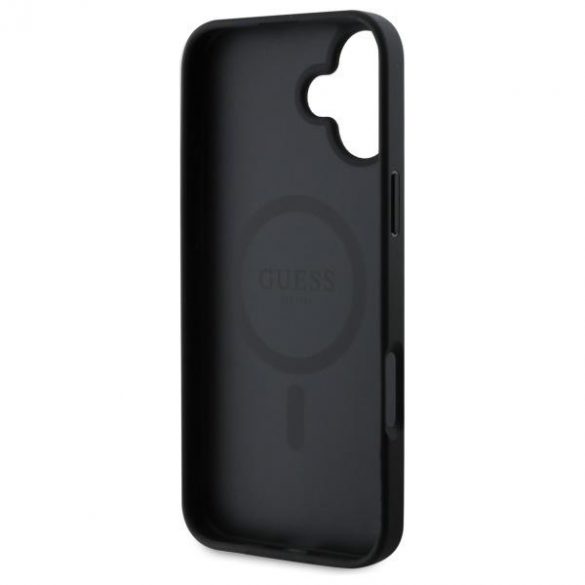 Guess GUHMP16SPSAHMCK Saffiano Classic Logo Carcasă tare compatibilă MagSafe pentru iPhone 16 - negru