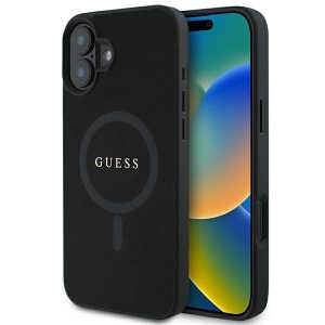 Guess GUHMP16MPSAHMCK Saffiano Classic Logo MagSafe husă tare pentru iPhone 16 Plus - negru