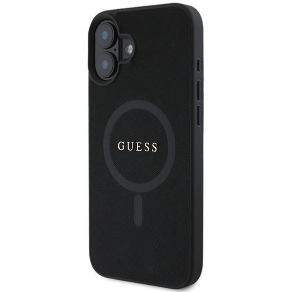 Guess GUHMP16MPSAHMCK Saffiano Classic Logo MagSafe husă tare pentru iPhone 16 Plus - negru