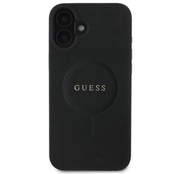 Guess GUHMP16MPSAHMCK Saffiano Classic Logo MagSafe husă tare pentru iPhone 16 Plus - negru