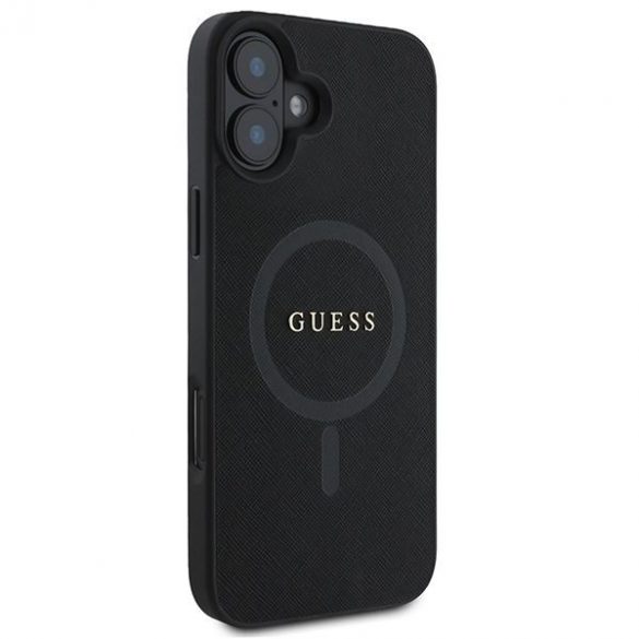 Guess GUHMP16MPSAHMCK Saffiano Classic Logo MagSafe husă tare pentru iPhone 16 Plus - negru