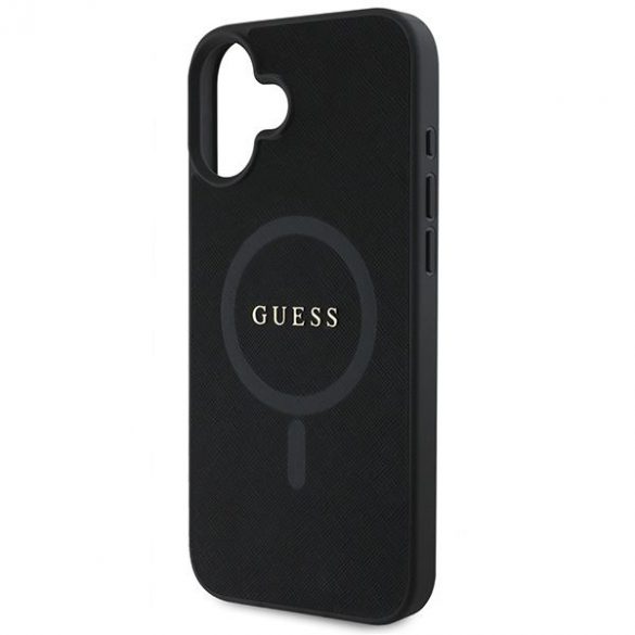 Guess GUHMP16MPSAHMCK Saffiano Classic Logo MagSafe husă tare pentru iPhone 16 Plus - negru