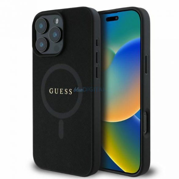 Guess GUHMP16LPSAHMCK iPhone 16 Pro czarny/negru HC MagSafe PU Saffiano Classic Logo