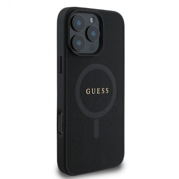 Guess GUHMP16LPSAHMCK iPhone 16 Pro czarny/negru HC MagSafe PU Saffiano Classic Logo