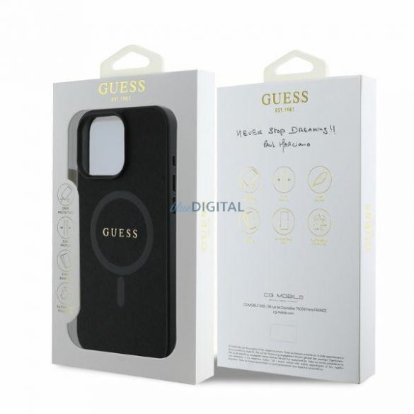 Guess GUHMP16LPSAHMCK iPhone 16 Pro czarny/negru HC MagSafe PU Saffiano Classic Logo