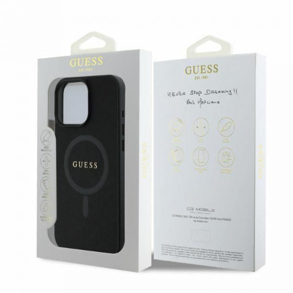 Guess GUHMP16XPSAHMCK iPhone 16 Pro Max czarny/negru HC MagSafe PU Saffiano Classic Logo