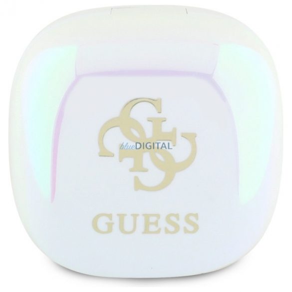 Guess GUTWSJ144ESH Iridescent 4G Logo imprimat TWS Căști fără fir Bluetooth - alb