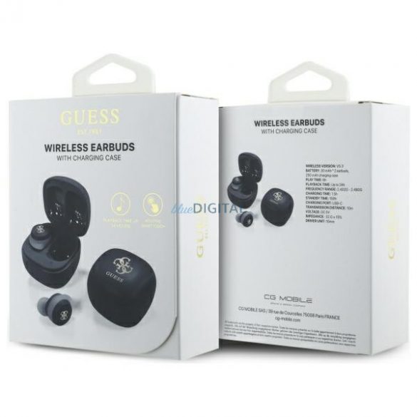 Guess GUTWSJ144ESK Iridescent 4G Imprimate Logo TWS Căști Bluetooth fără fir - negru