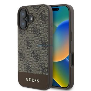 Guess GUHCP16MG4GLBR 4G Bottom Stripe carcase rigide pentru iPhone 16 Plus - maro