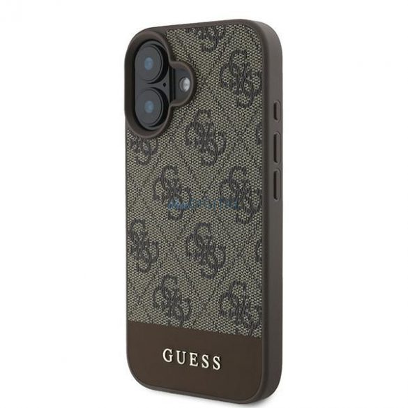 Guess GUHCP16MG4GLBR 4G Bottom Stripe carcase rigide pentru iPhone 16 Plus - maro