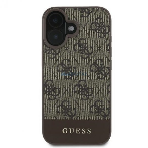 Guess GUHCP16MG4GLBR 4G Bottom Stripe carcase rigide pentru iPhone 16 Plus - maro