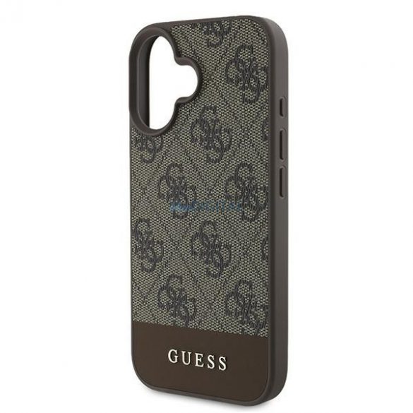 Guess GUHCP16MG4GLBR 4G Bottom Stripe carcase rigide pentru iPhone 16 Plus - maro