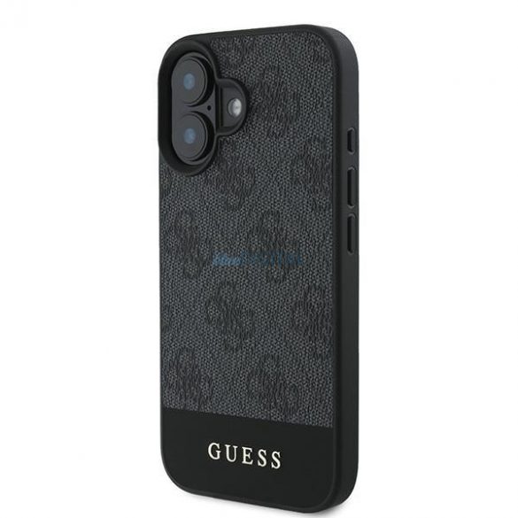 Guess GUHCP16SG4GLGR 4G Bottom Stripe carcasă rigidă pentru iPhone 16 - gri