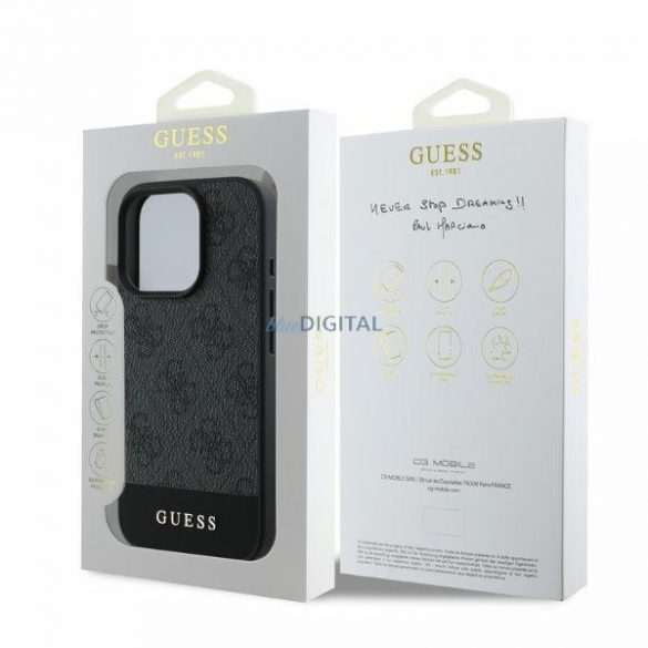 Guess GUHCP16LG4GLGR iPhone 16 Pro szary/gri HC PC/TPU 4G PU Dună inferioară