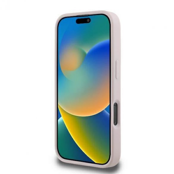 Guess GUHCP16LPSQSQSP Carcasă rigidă cu logo metalic matlasat pentru iPhone 16 Pro - roz