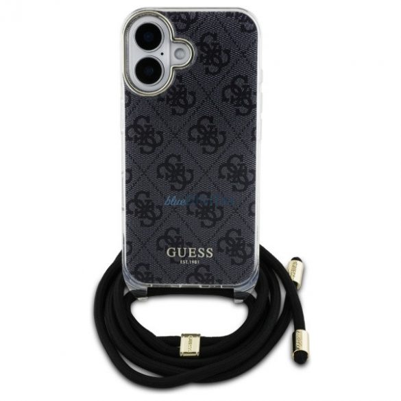 Guess GUHCP16SHC4SEK Crossbody Cord 4G Print Hard Case iPhone 16 - Negru