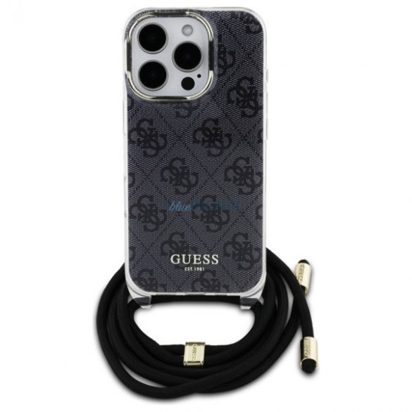 Guess GUHCP16LHC4SEK Crossbody Cord 4G Print Hard Case iPhone 16 Pro - Negru