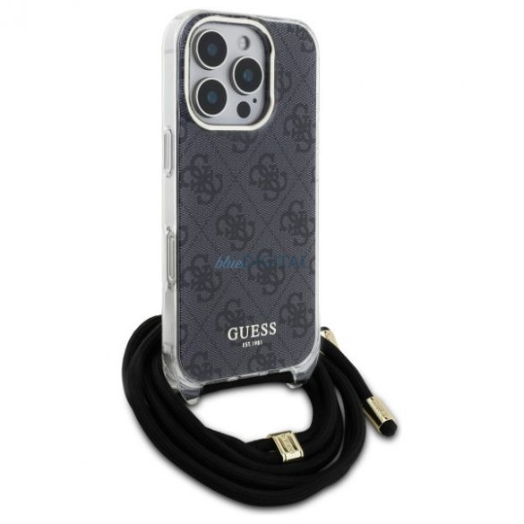 Guess GUHCP16LHC4SEK Crossbody Cord 4G Print Hard Case iPhone 16 Pro - Negru