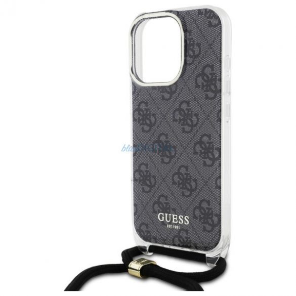 Guess GUHCP16LHC4SEK Crossbody Cord 4G Print Hard Case iPhone 16 Pro - Negru