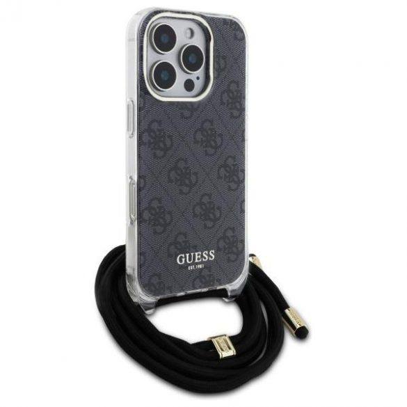 Guess GUHCP16XHC4SEK Crossbody Cord 4G Print Hard Case iPhone 16 Pro Max - Negru