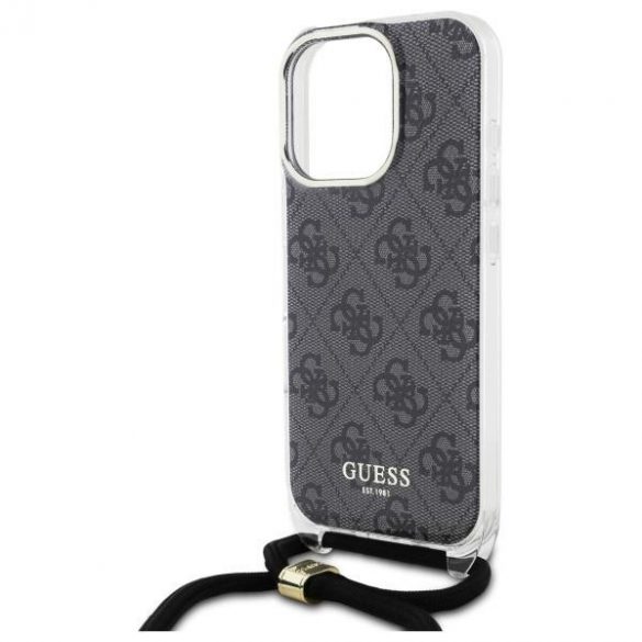 Guess GUHCP16XHC4SEK Crossbody Cord 4G Print Hard Case iPhone 16 Pro Max - Negru