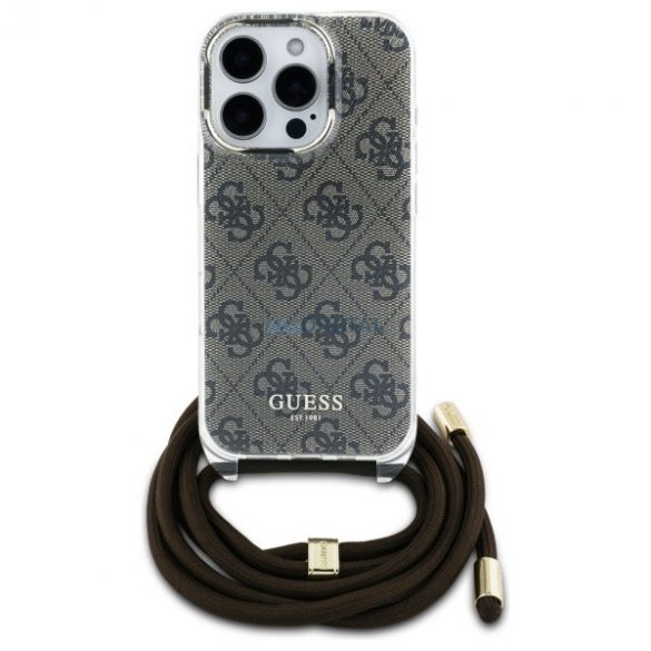 Guess GUHCP16LHC4SEW Crossbody Cord 4G Print huse rigide iPhone 16 Pro - maro