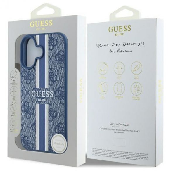 Guess GUHMP16SP4RPSB 4G imprimate dungi MagSafe caz greu pentru iPhone 16 - albastru