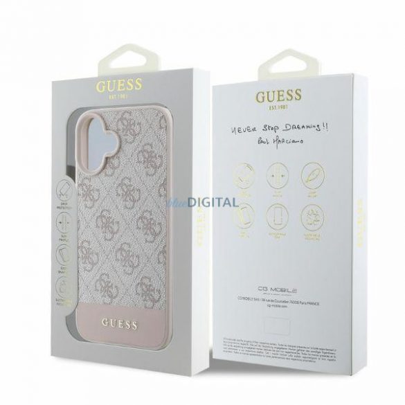 Guess GUHCP16SG4GLPI iPhone 16 rożowy/roz HC 4G PU Dună inferioară