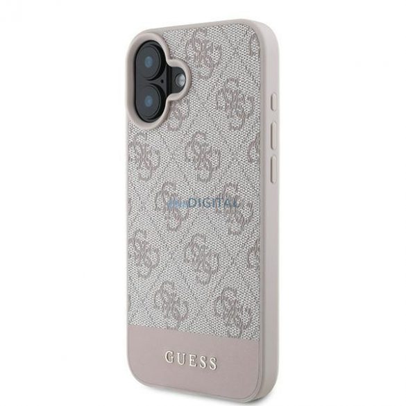 Guess GUHCP16MG4GLPI 4G Bottom Stripe carcasă rigidă pentru iPhone 16 Plus - roz