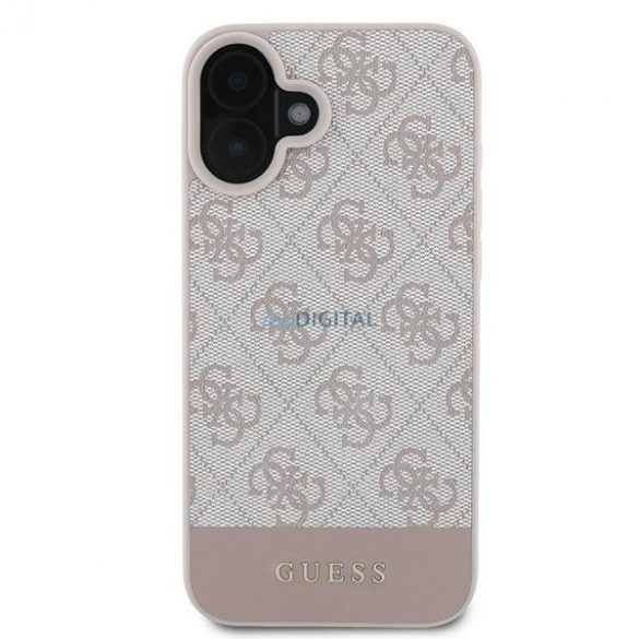 Guess GUHCP16MG4GLPI 4G Bottom Stripe carcasă rigidă pentru iPhone 16 Plus - roz