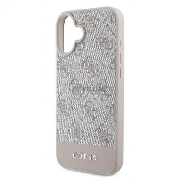 Guess GUHCP16MG4GLPI 4G Bottom Stripe carcasă rigidă pentru iPhone 16 Plus - roz