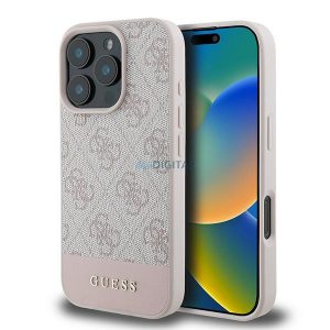 Guess GUHCP16XG4GLPI 4G Bottom Stripe carcasă rigidă pentru iPhone 16 Pro Max - roz