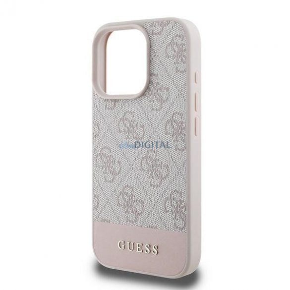 Guess GUHCP16XG4GLPI 4G Bottom Stripe carcasă rigidă pentru iPhone 16 Pro Max - roz