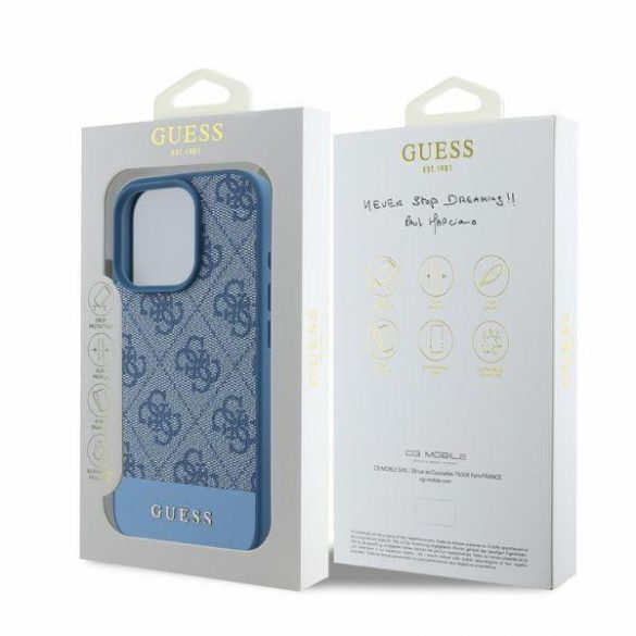 Guess GUHCP16XG4GLBL iPhone 16 Pro Max niebieski/albastru HC 4G PU Dună inferioară