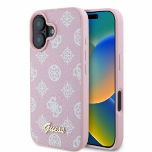 Guess GUHMP16SPGPYSP iPhone 16 rożowy/roz HC MagSafe PU Bujor Script