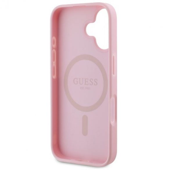 Guess GUHMP16MPMPGPYSP Peony Script Logo MagSafe husă tare pentru iPhone 16 Plus - roz