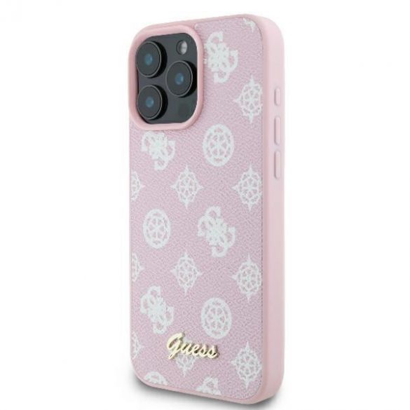 Guess GUHMP16LPGPYSP Peony Script Logo Carcasă tare MagSafe pentru iPhone 16 Pro - roz