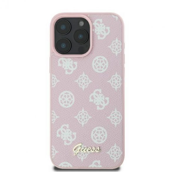 Guess GUHMP16LPGPYSP Peony Script Logo Carcasă tare MagSafe pentru iPhone 16 Pro - roz