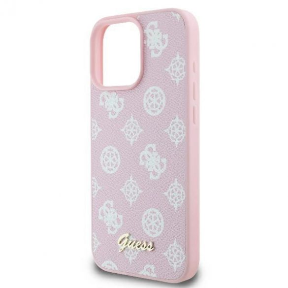 Guess GUHMP16LPGPYSP Peony Script Logo Carcasă tare MagSafe pentru iPhone 16 Pro - roz